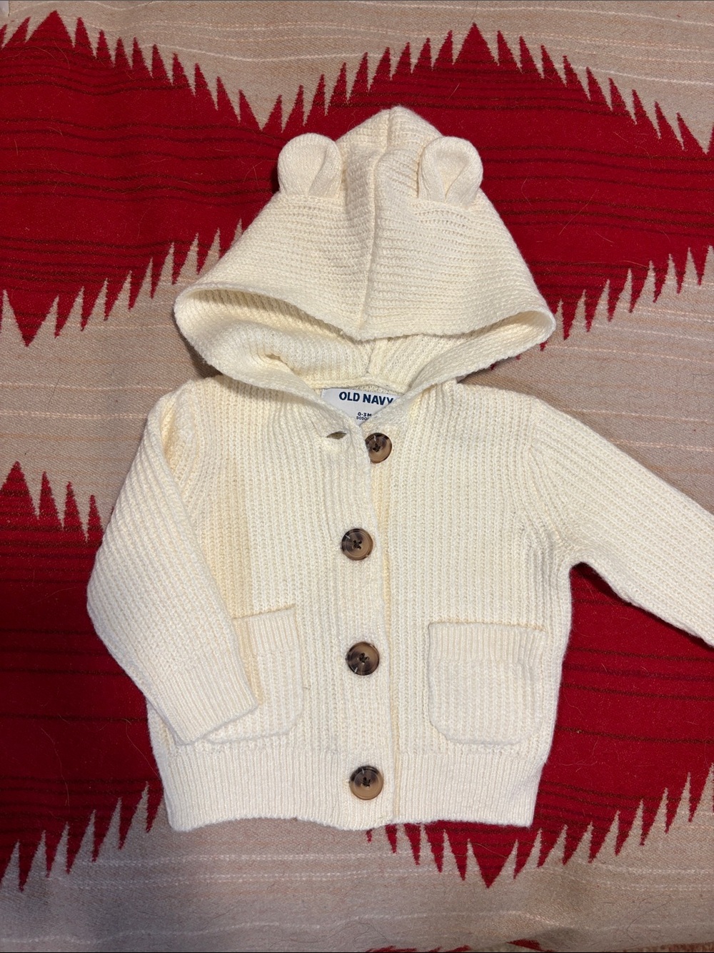Old Navy 0-3 months so soft creme white hooded baby cardigan